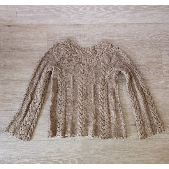 Old Navy Vintage Wool Cotton Fisherman Cable Knit V-Neck Y2K Sweater Pullover M - Picture 9 of 10